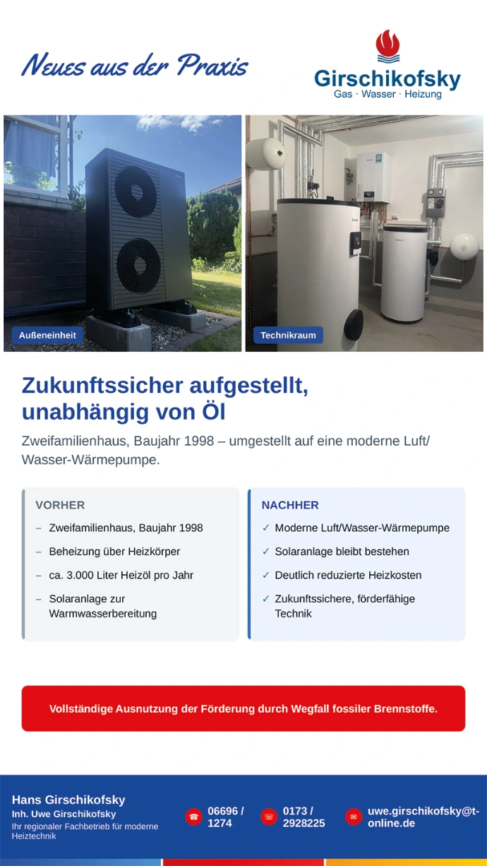 Neues aus der Praxis - Wärmepumpeeinbau