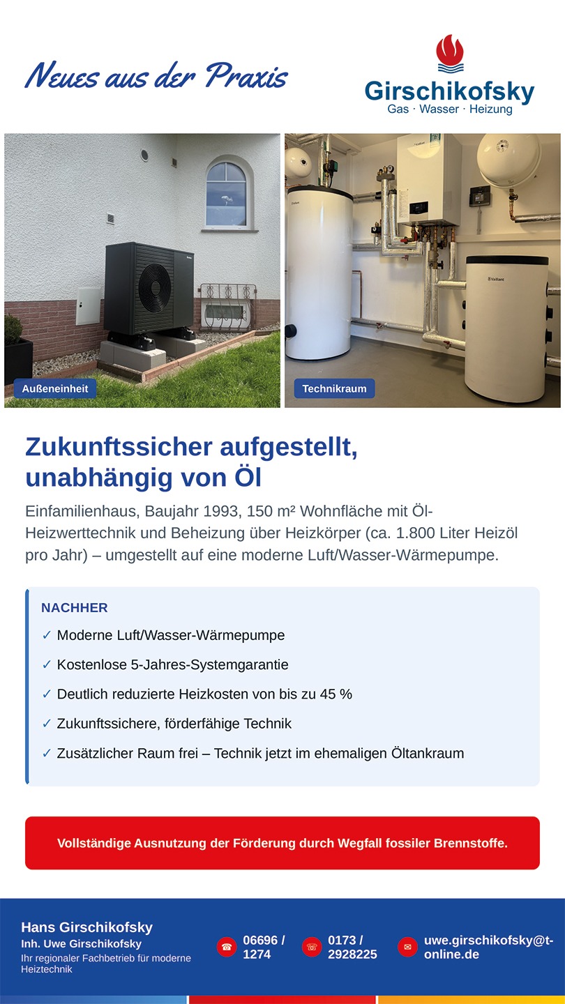 Neues aus der Praxis - Wärmepumpeeinbau
